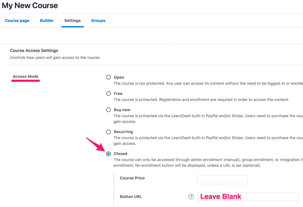 learndash take this course button setting